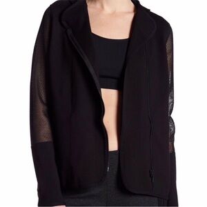 Elie Tahari Black Mesh Sleeve Teddy Jacket